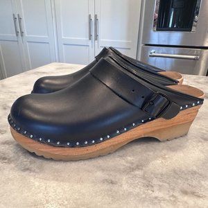 Troentorp Navy Leather Johansson Clog - Size 38 (US 8 - 8.5)